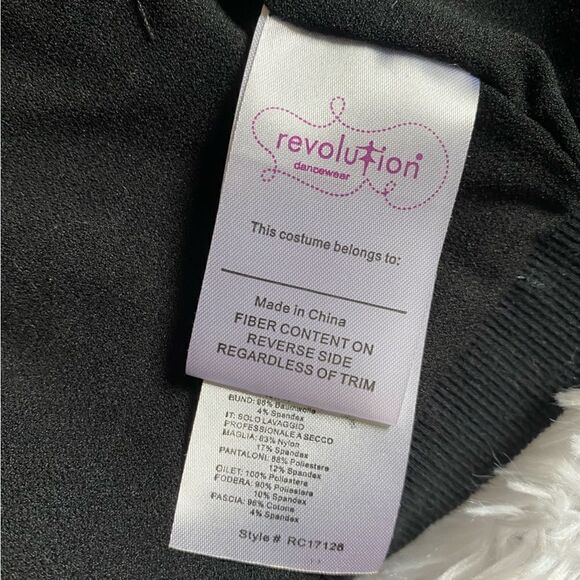 Revolution Dancewear 4 Piece Costume Black Vest Red Top Animal Print Pants Tie - Picture 12 of 16